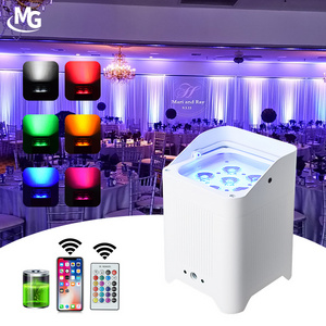 Mglight Battery Powered Up light 6*18W RGBWA+UV Wireless Dj Club Party Wedding Stage Light Led Uplights LED Battery Par