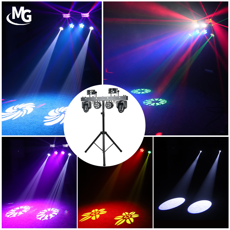 Professional Stage Light Factory Price 4pcs 12x1W RGBWA 5in1 LED Moving Head Par Effect Laser Light With Stand