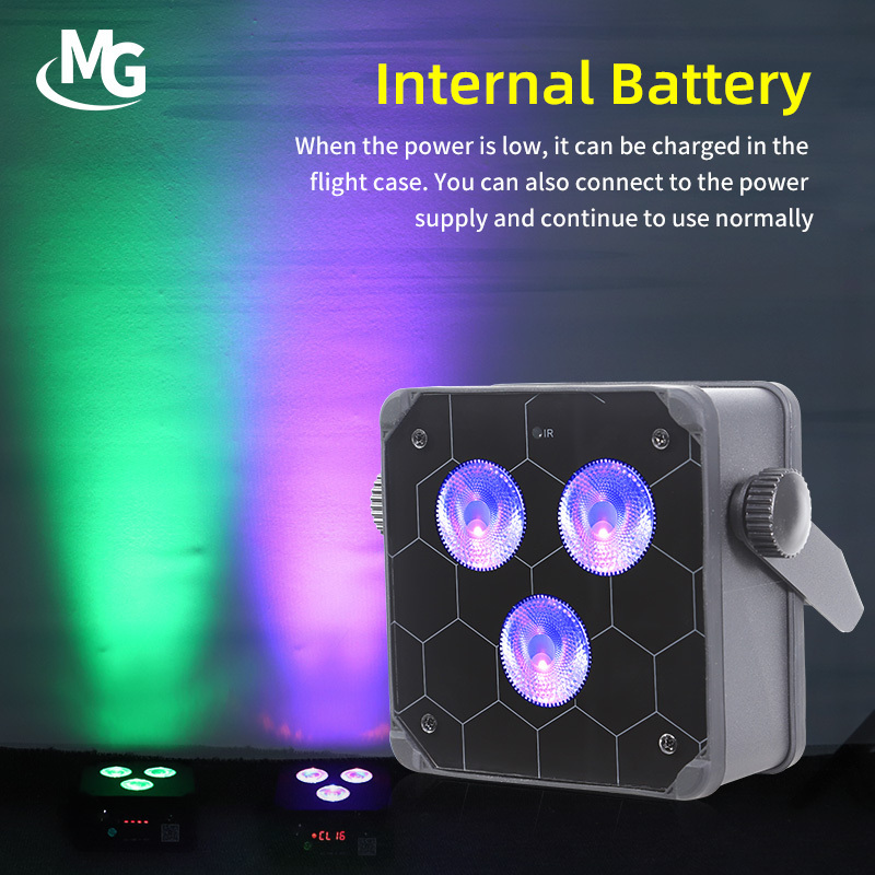 Mglight 3x18W Rechargeable Battery Operated Mini LED Par Light 3*18w Wireless Wedge Uplight Party Dj Wedding Decorations