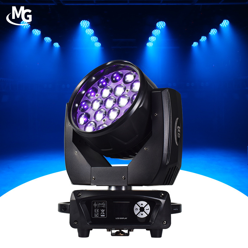 19x15W Stage Lighting DMX 19*12W RGBW Zoom Wash Aura LED Moving Head Light For DJ Disco Bar