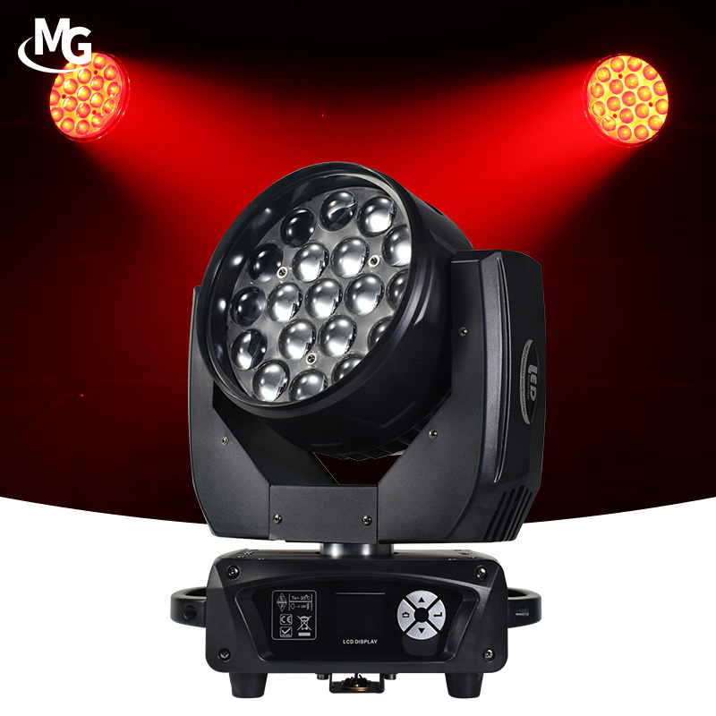 19x15W Stage Lighting DMX 19*12W RGBW Zoom Wash Aura LED Moving Head Light For DJ Disco Bar