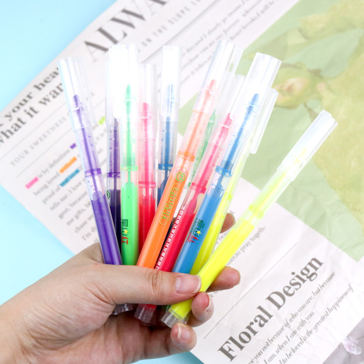 Double headed Multi Colorful Erasable Highlighter Marker High Lighter Pen