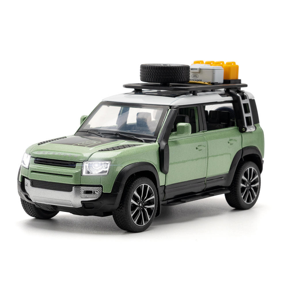 1:32 Land Rover Diecast Toy Car Defender Off-road wheels Metal Alloy Model car Sound Light Pull Back Collection Kids Toy