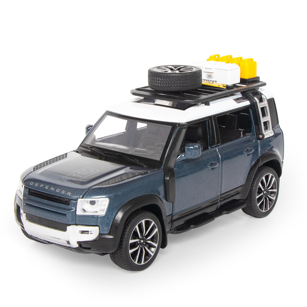 1:32 Land Rover Diecast Toy Car Defender Off-road wheels Metal Alloy Model car Sound Light Pull Back Collection Kids Toy