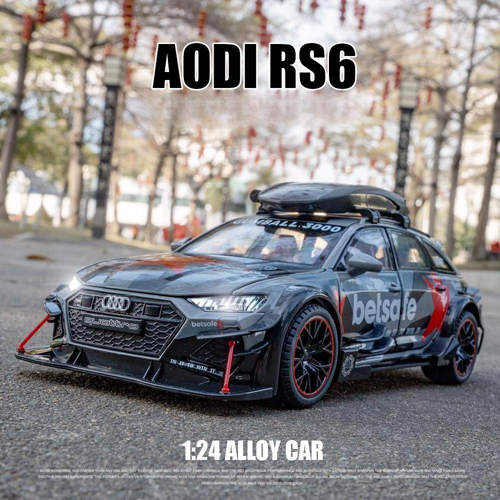 Die cast 1:24 Audi RS6 modified alloy sports car model simulation car toy callback sound light metal collectible car model