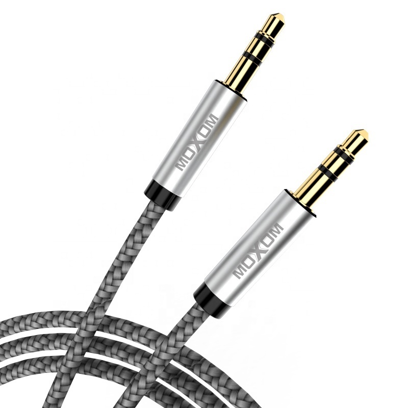 Best Quality MOXOM 3.5MM digital audio cable 1m Silver cable auxiliar de audio For Speaker Car