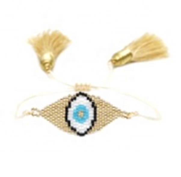 MOYAMIYA MIYUKI Evil Eye Bracelet Gold Armband Pulseras Mujer Turkish Eye tassel Bracelets Handmade accessories men Women