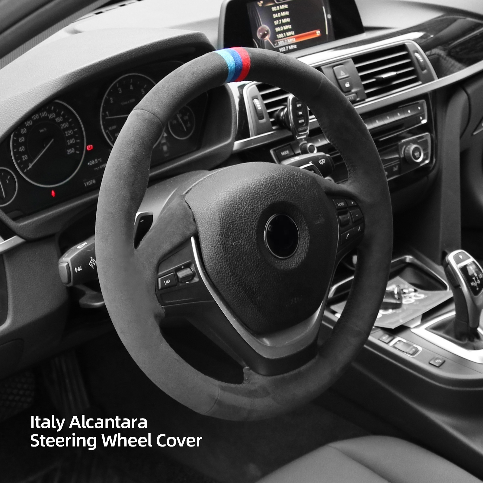 Moyamiya Hand Stitch Sewing Italy Alcantara Car Steering Wheel Cover Wrap  for BMW