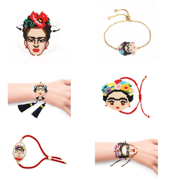 Moyamiya  handmade miyuki jewelry  mexican latin girl flemingo lady cartoon figure custom jewelry bracelet