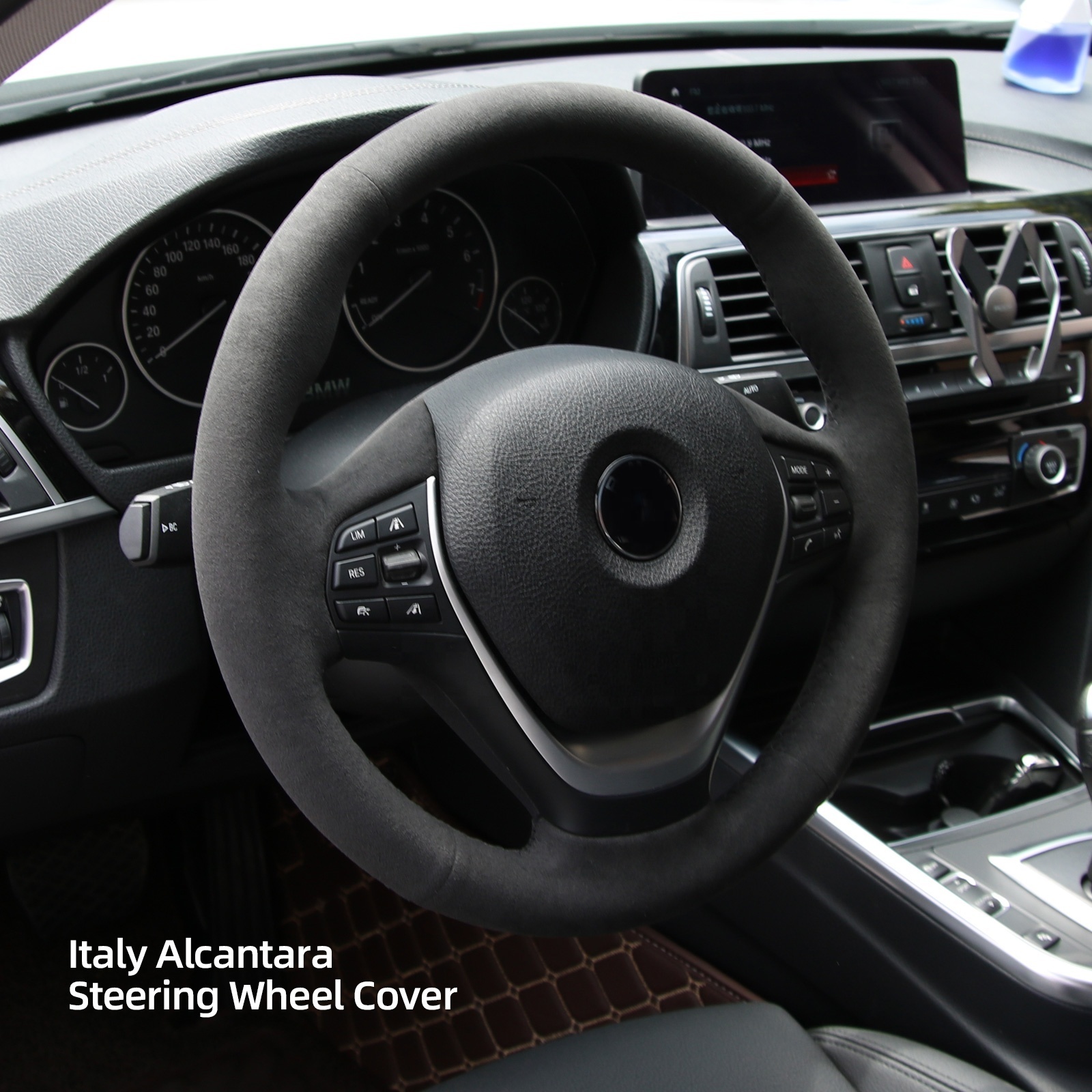 Moyamiya Hand Stitch Sewing Italy Alcantara Car Steering Wheel Cover Wrap  for BMW