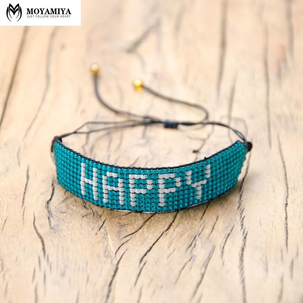 Moyamiya custom Japanese seed beads letters happy handmade beaded bracelet indie aboriginal  boho style friendship bracelets