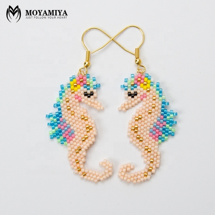 MI-E180054 Moyamiya Handmade Miyuki Earrings Charms Earrings Sets Sea Horse Women Pendant 2019 Miyuki Seed Beads 12pcs/style