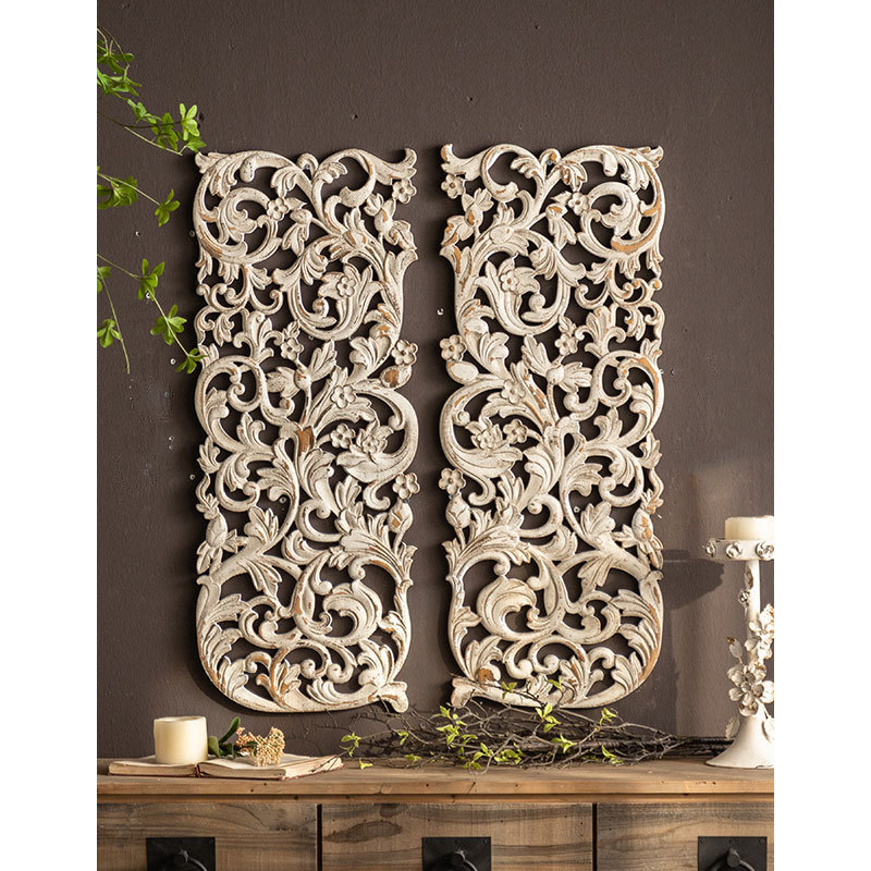 Rustic Handmade Wall Decor Panel Irregular Wood Frame Home Decor Wood Carved Wall Art White Living Room Wall Hanging