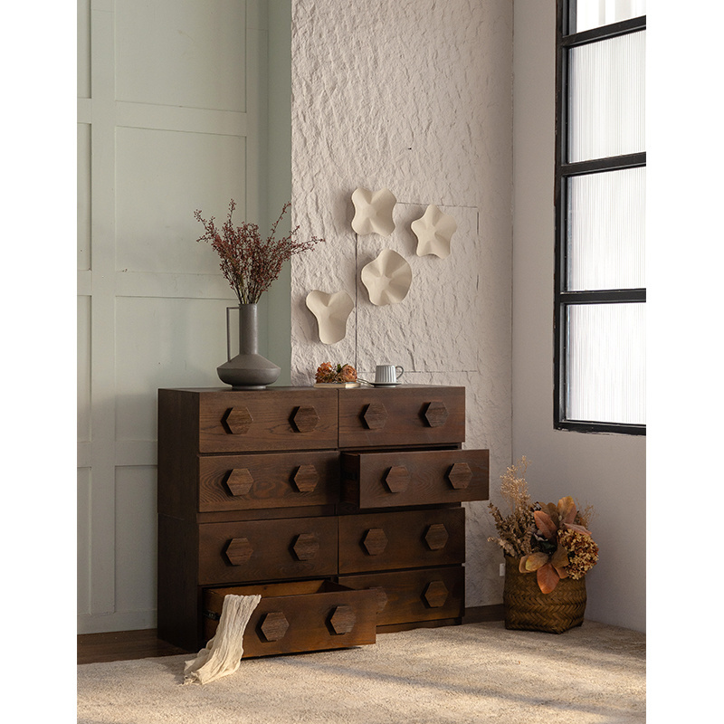 Retro Art Entry Large Cabinet Living Room storage Cabinets, Wooden Bedside Cabinet Chest of Drawers for Bedroom and living room