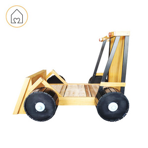 New product solid wood bulldozer kids car bed for boys