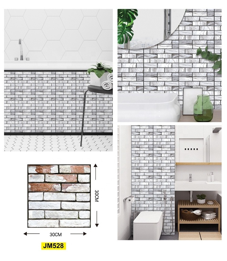 Factory Supply 3D Brick PVC Self Adhesive Wallpaper Peel And Stick Backsplash 12 in*12 in 3D Wall Tiles