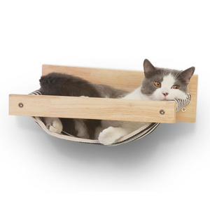 Cat Hammock Wall Mounted  Kitty Beds and Perches Wooden Cat Wall Furniture Black Stripe Cat Shelves