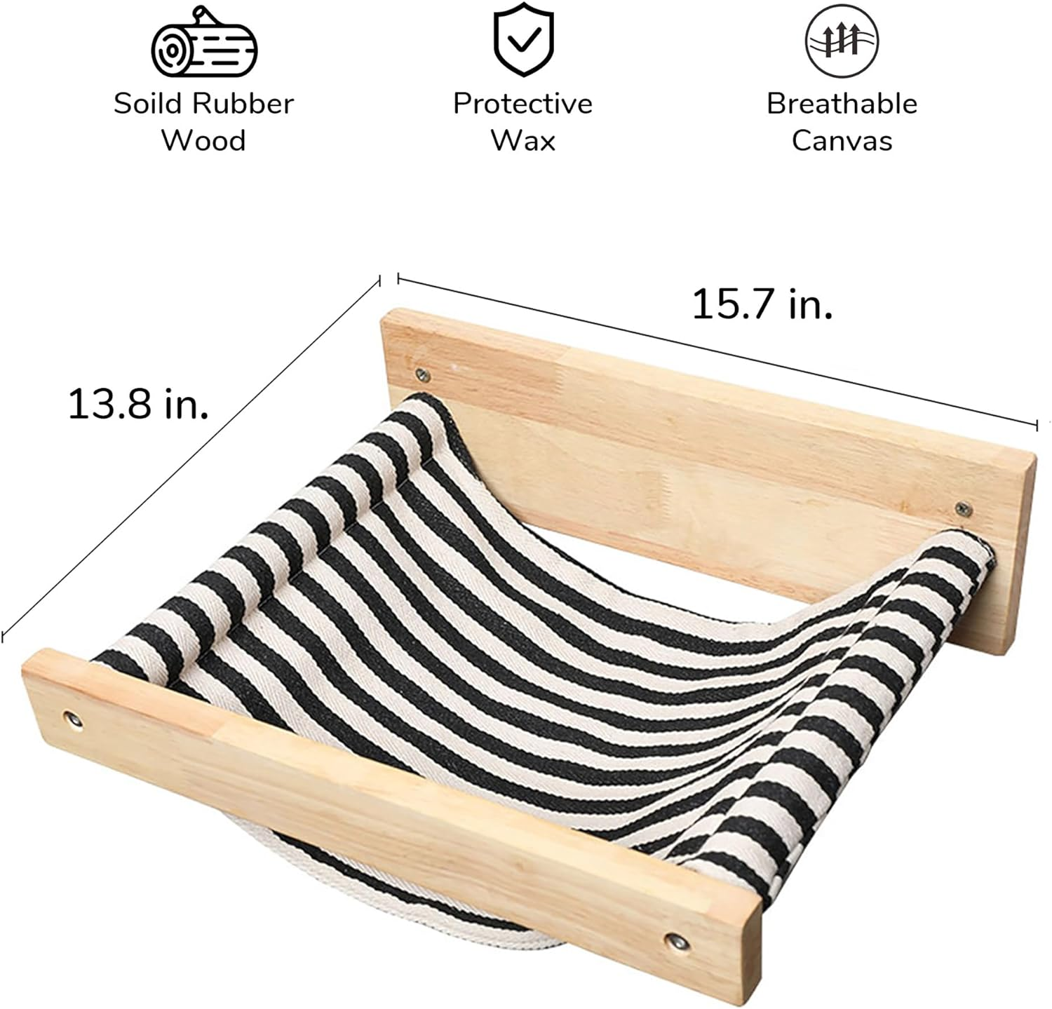 Cat Hammock Wall Mounted  Kitty Beds and Perches Wooden Cat Wall Furniture Black Stripe Cat Shelves