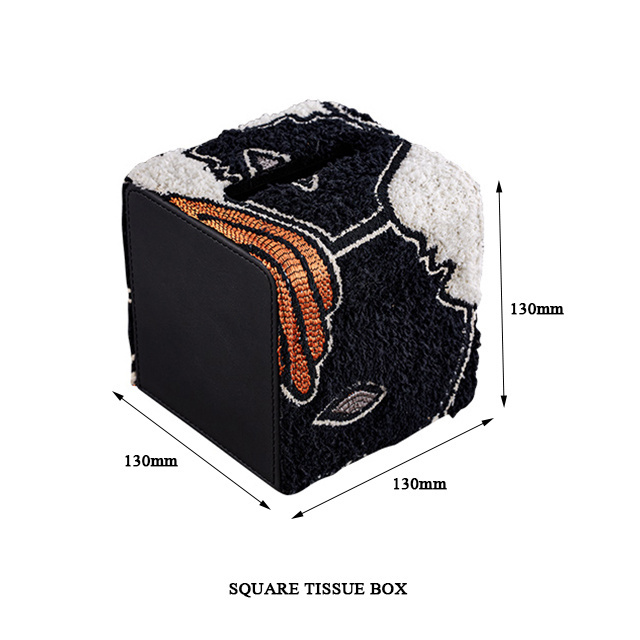 Luxury oblong scroll box design hotel leather facial tissue box toilet paper dispenser box