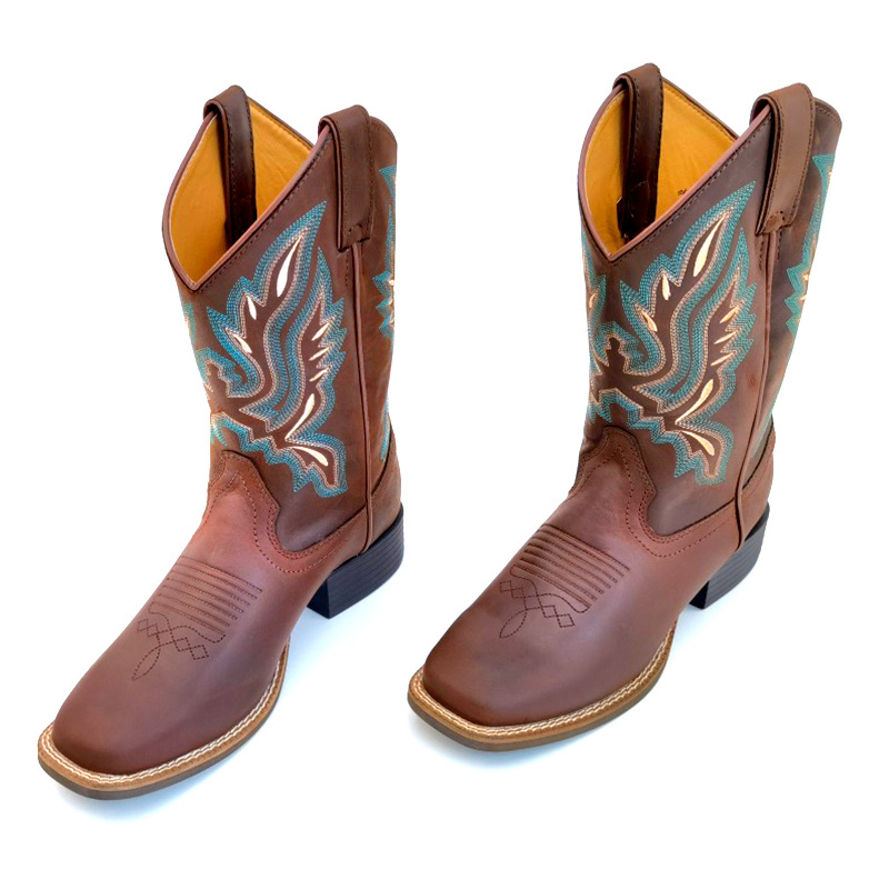 29cm Ladies Wide Calf Cowgirl Cowboy Western Boots For Women Pointed Toe