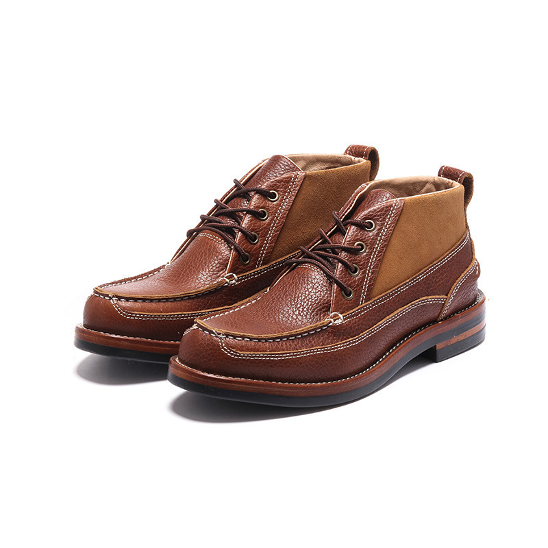 OEM Logo Genuine Leather Round Toe Men's Shoes Boots Work Boots Construction Shoes For Men