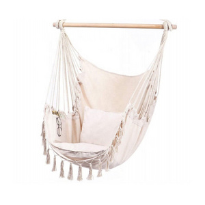 China Supplier Camping Portable Tassel Polycotton Hanging Swing Chair Hammock Stand  With Rope Hammock Stand