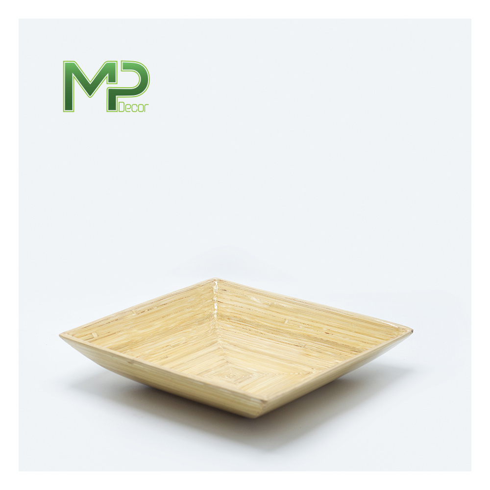 Dishes Snack Dessert Eco friendly Natural Custom Bamboo Serving Tray Wood Dinner Bamboo Plate Set For Export In Bulk