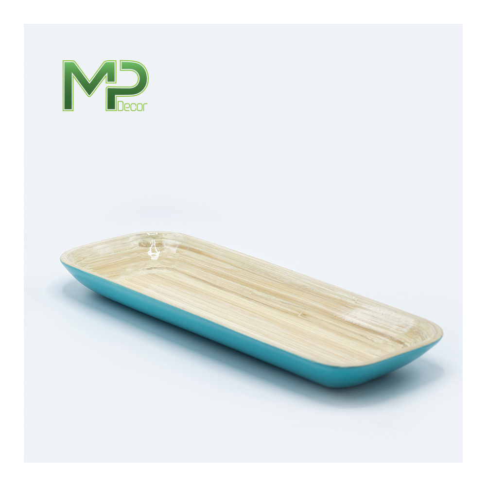 Dishes Snack Dessert Eco friendly Natural Custom Bamboo Serving Tray Wood Dinner Bamboo Plate Set For Export In Bulk