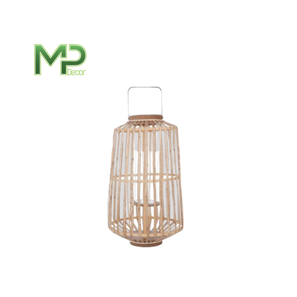 Bamboo weaving storm lantern Bamboo Woven Candle Holder With Handle Outdoor And Indoor Both Bamboo Lantern for Home decor