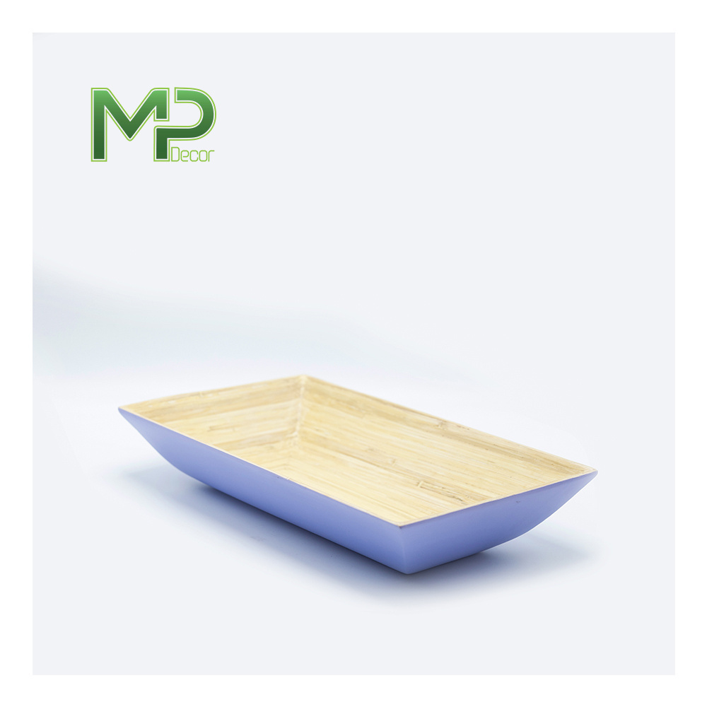 Dishes Snack Dessert Eco friendly Natural Custom Bamboo Serving Tray Wood Dinner Bamboo Plate Set For Export In Bulk