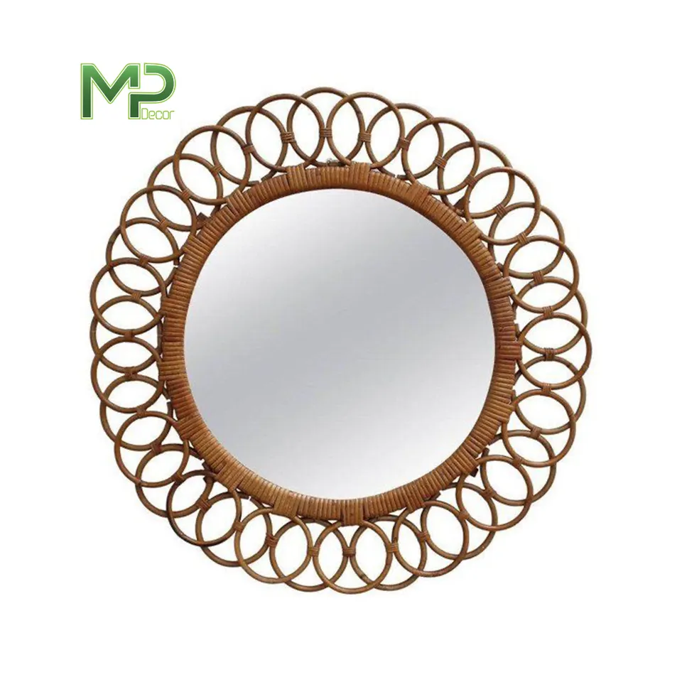 Bamboo Custom Design Decorative Wall Flower Full Length Mirror for Decoration Vietnam Home Decoration