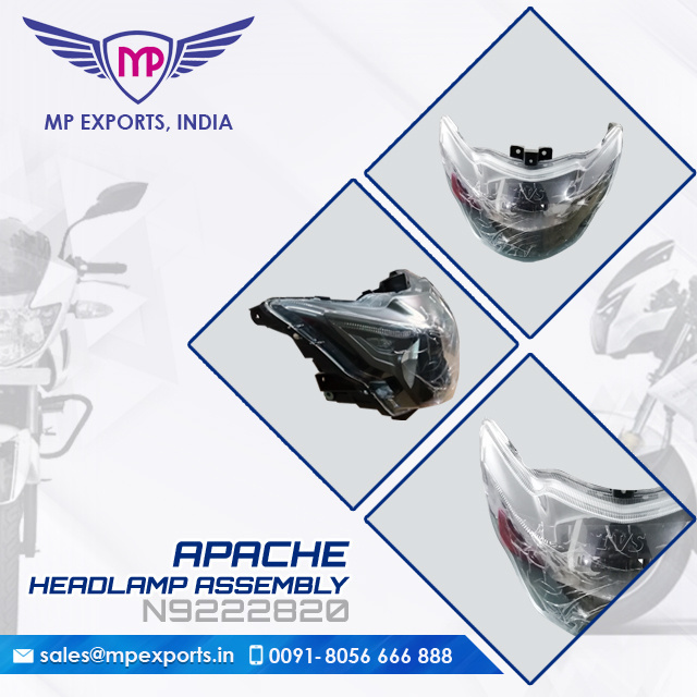 Indian Manufactured Head light for TVS Apache motorcycle spare parts available for sale at low price to Peru