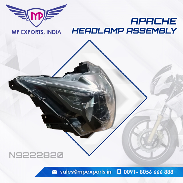 Indian Manufactured Head light for TVS Apache motorcycle spare parts available for sale at low price to Peru