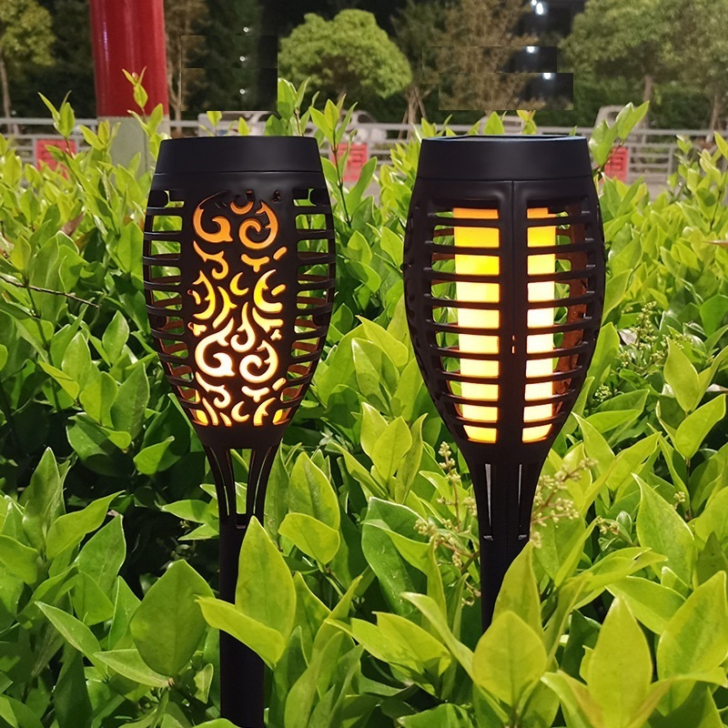 Torch Night Lights Outdoor Pathway 12 Leds Solar Flame Flickering Tiki Garden Spike Landscape Decoration For Lawn