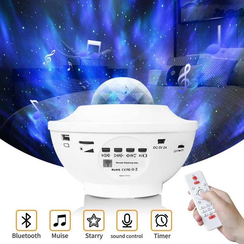 Starry LED Projector Nightlight Child Music Player Star Night Light Romantic Projection Lamp Gifts Speaker For Bedroom Decor Kid