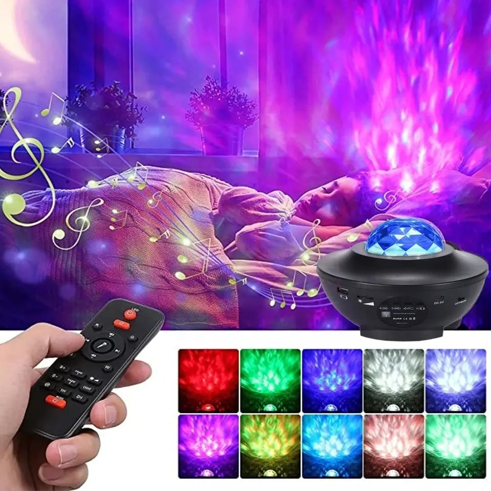 Starry LED Projector Nightlight Child Music Player Star Night Light Romantic Projection Lamp Gifts Speaker For Bedroom Decor Kid