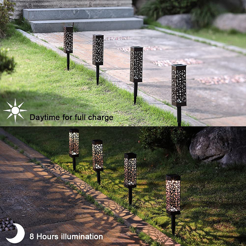 Underground Lights Square Shape Hollow Out Design Outdoor Yard Solar Lighting Lawn Garden Street Led Light Insert Lamp