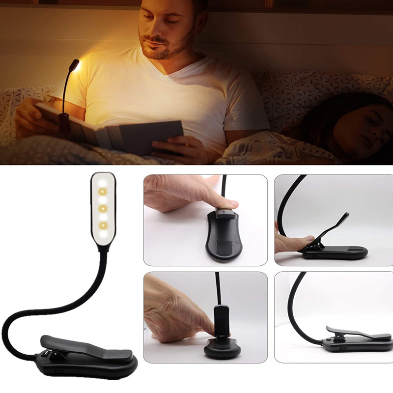 Book Foldable Study Read Learn Lights Student Portable Bedside Led Lighting MINI USB Rechargeable Reading Clip Table Desk Lamp