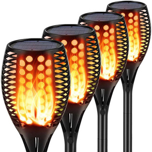 Torch Night Lights Outdoor Pathway 12 Leds Solar Flame Flickering Tiki Garden Spike Landscape Decoration For Lawn