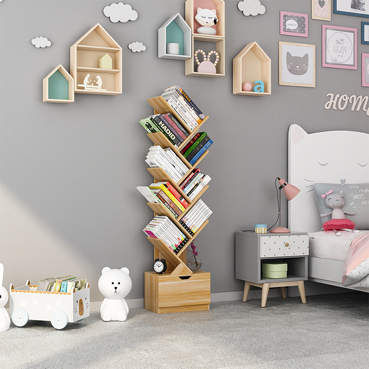 hot selling chinese simple mdf children shelf kids tree shaped bookshelf for home