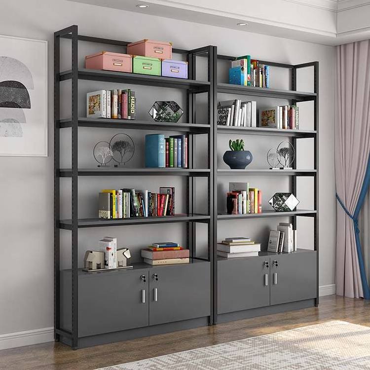 5 Tier Industrial Bookshelf Rustic Wood Bookcase Metal Tall Bookshelf with Open Shelving Unit