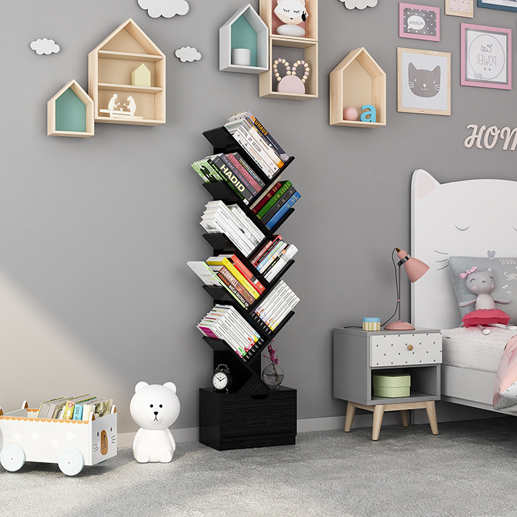 hot selling chinese simple mdf children shelf kids tree shaped bookshelf for home