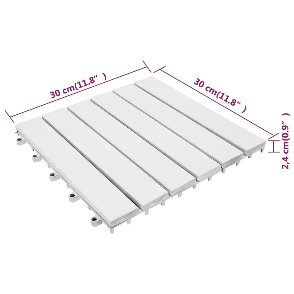 Outdoor Acacia Wood Deck Tiles Cheap Price For Garden Balcony Patio Tiles Easy Install 6 slats White