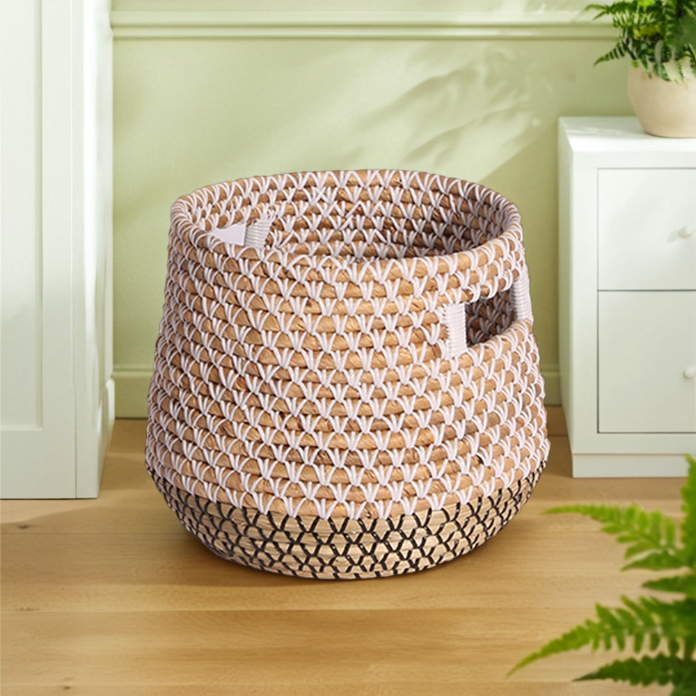 HOT Bohemian Woven Storage Basket without Handles Decorative PE Material for Shoes and Tools for Living Room Use