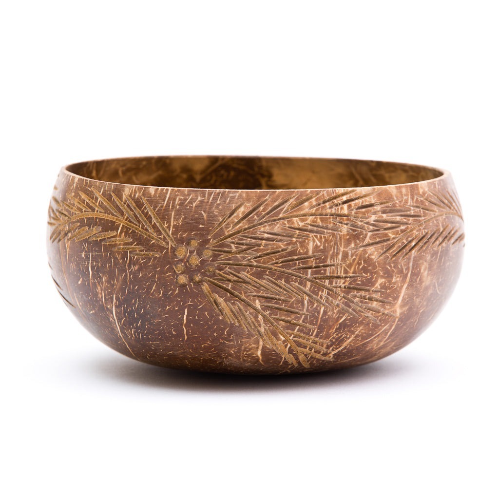 Natural hand engraved coconut bowl unique carved coconut shell bowl with creative design for food