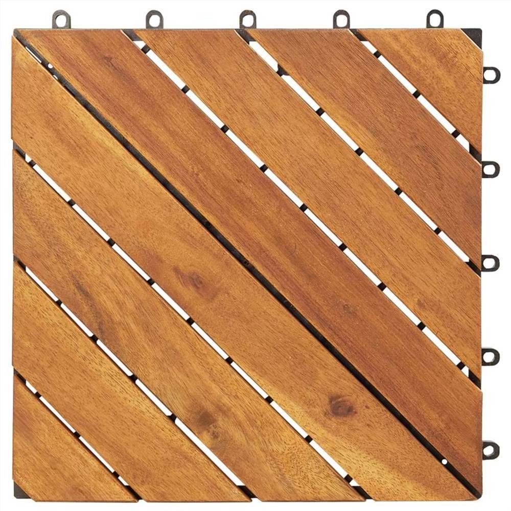 Premium acacia decking tiles 8 slats natural color cross pattern wood tiles for special flooring