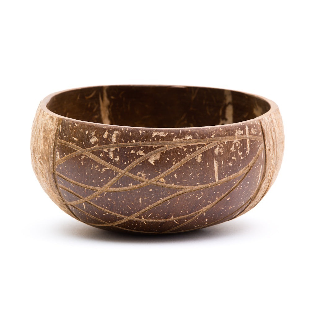 Natural hand engraved coconut bowl unique carved coconut shell bowl with creative design for food