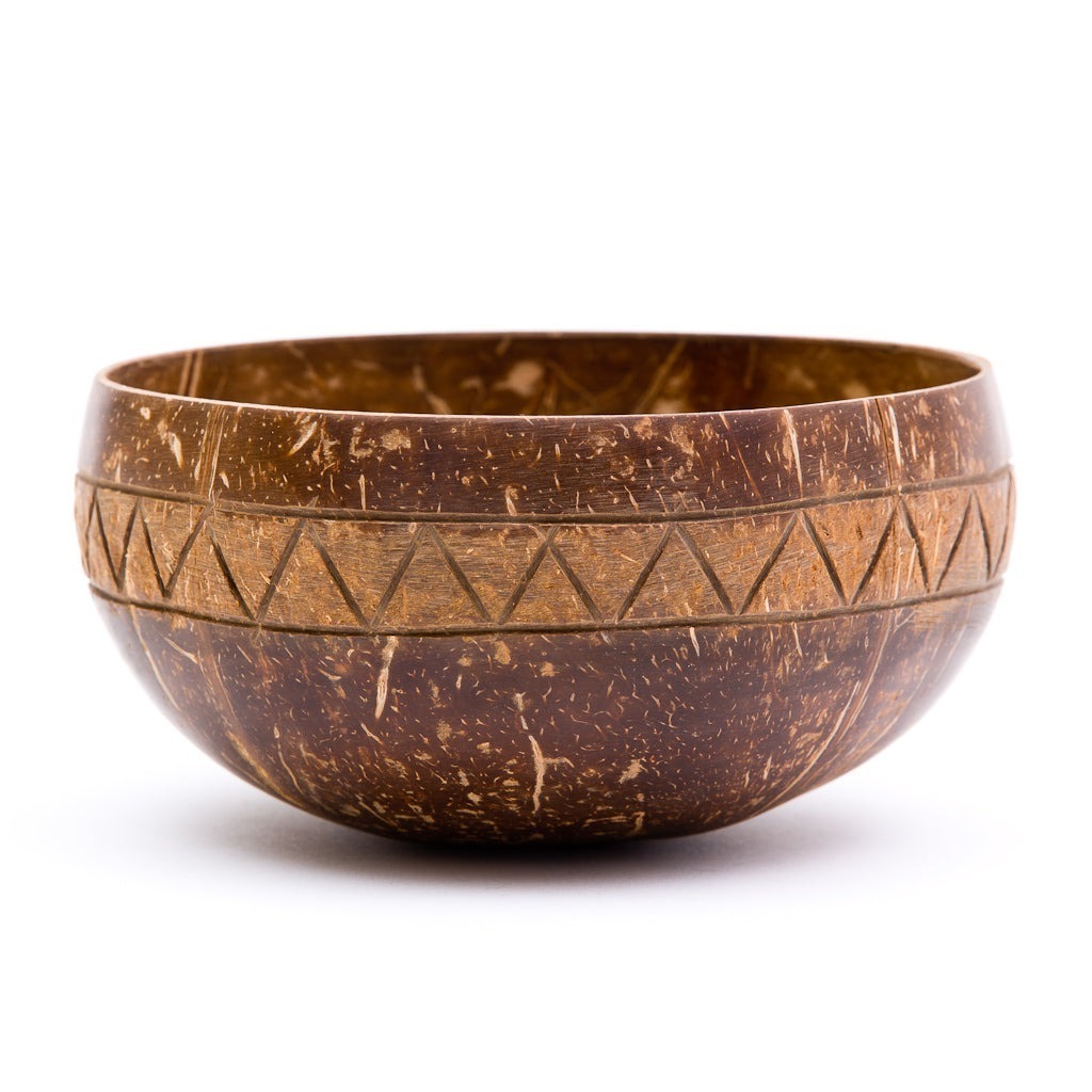 Natural hand engraved coconut bowl unique carved coconut shell bowl with creative design for food