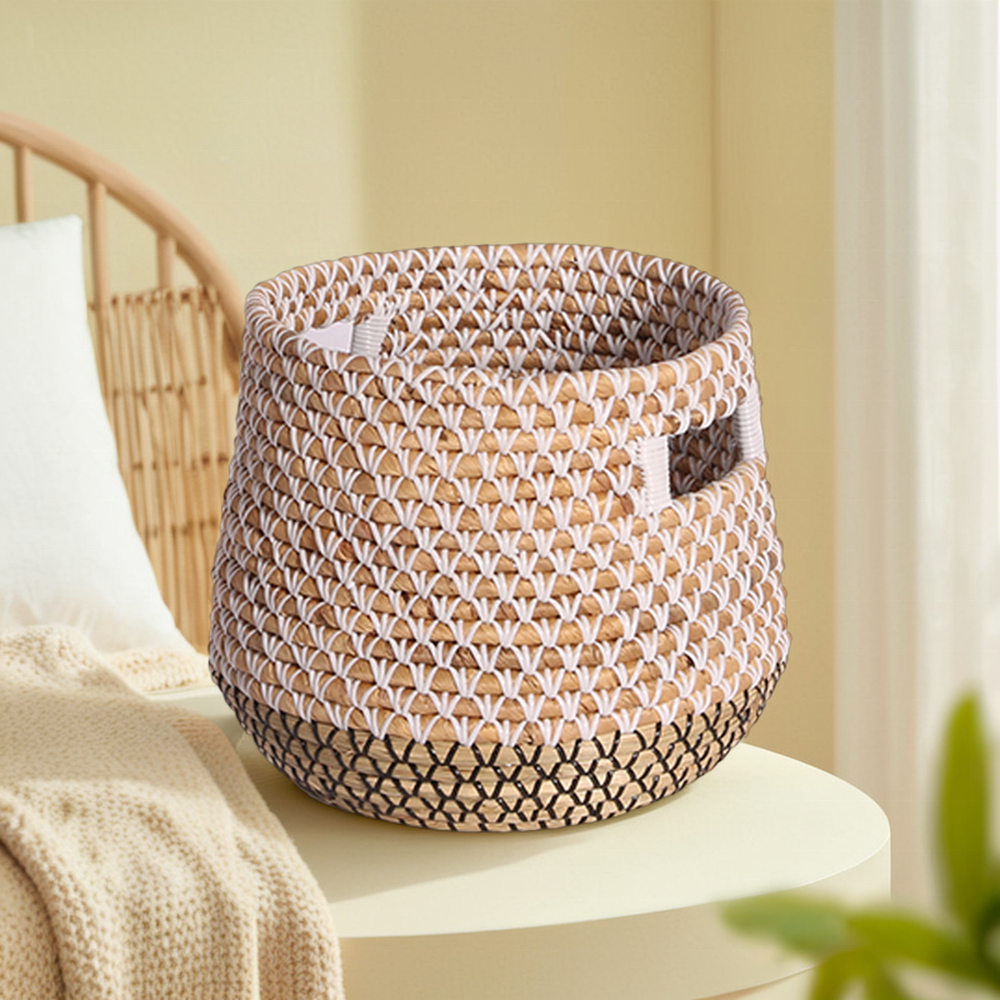 HOT Bohemian Woven Storage Basket without Handles Decorative PE Material for Shoes and Tools for Living Room Use