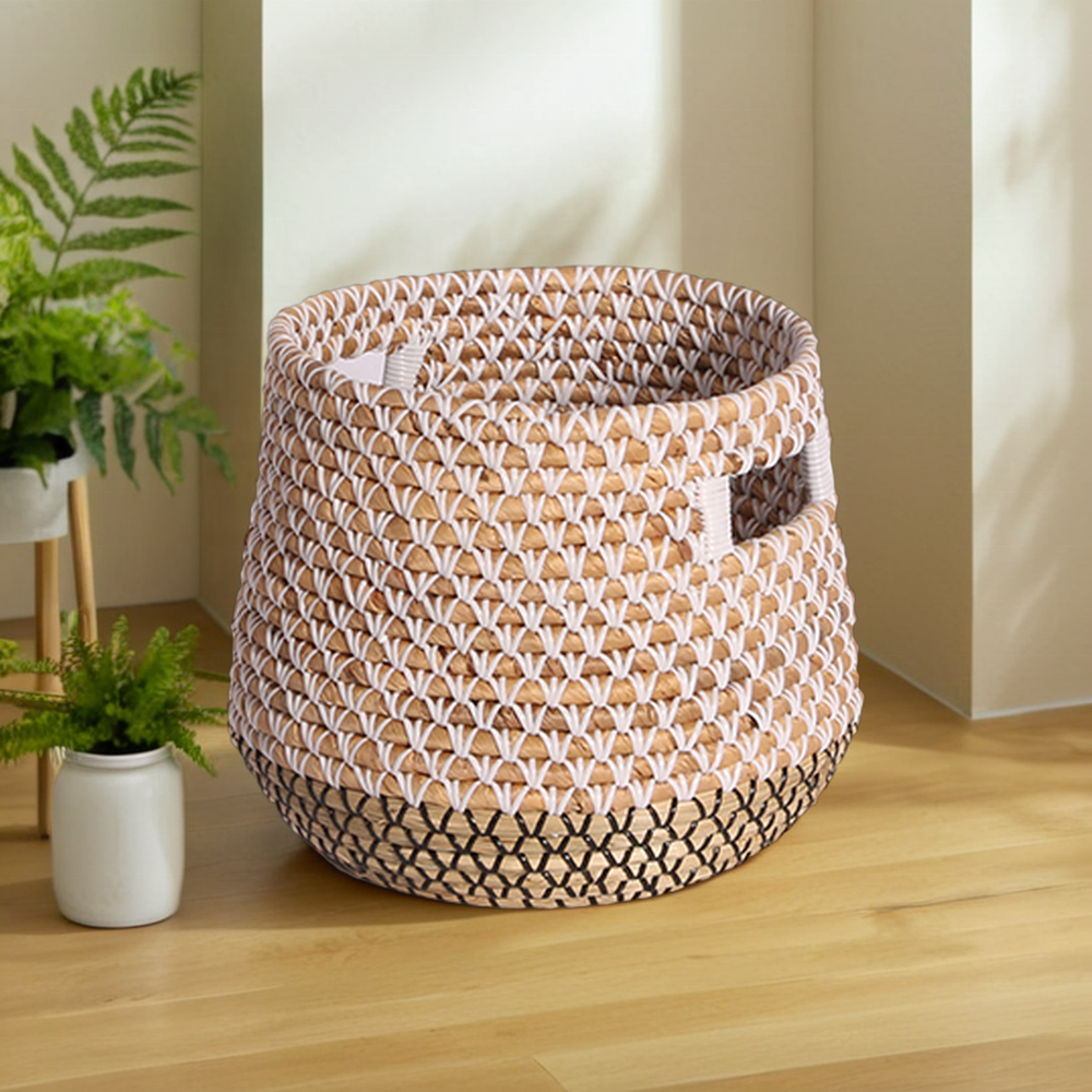 HOT Bohemian Woven Storage Basket without Handles Decorative PE Material for Shoes and Tools for Living Room Use